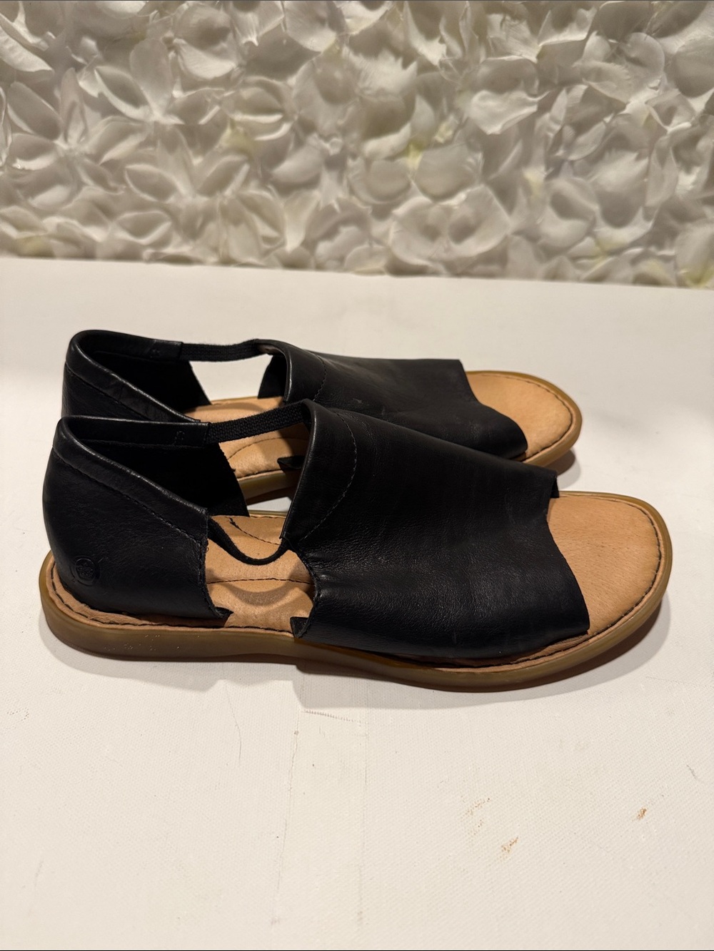 Born Black Leather Open-Toe Slingback Sandals with Tan Footbed - Picture 4 of 4